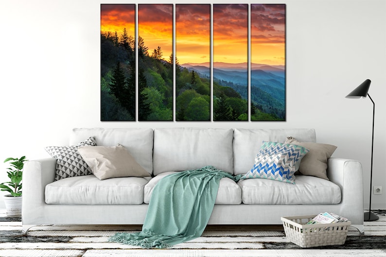 Great Smoky Mountains Wall Art Canvas Mountain Wall Art Forest Etsy