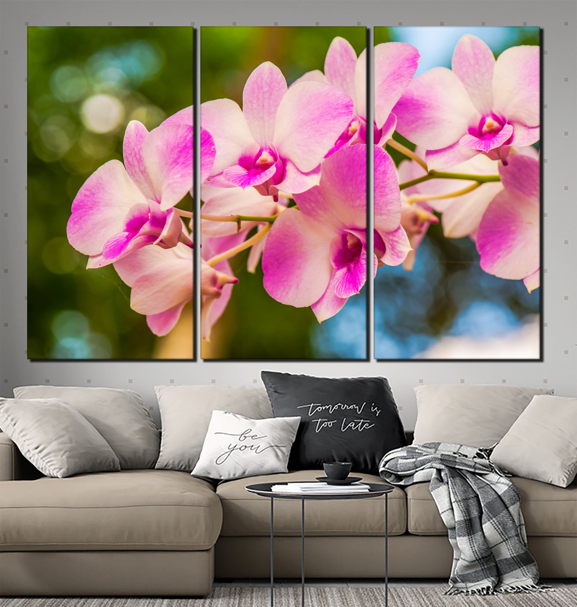 Orchid wall decor Pink orchid print Flowers canvas art Orchid Etsy