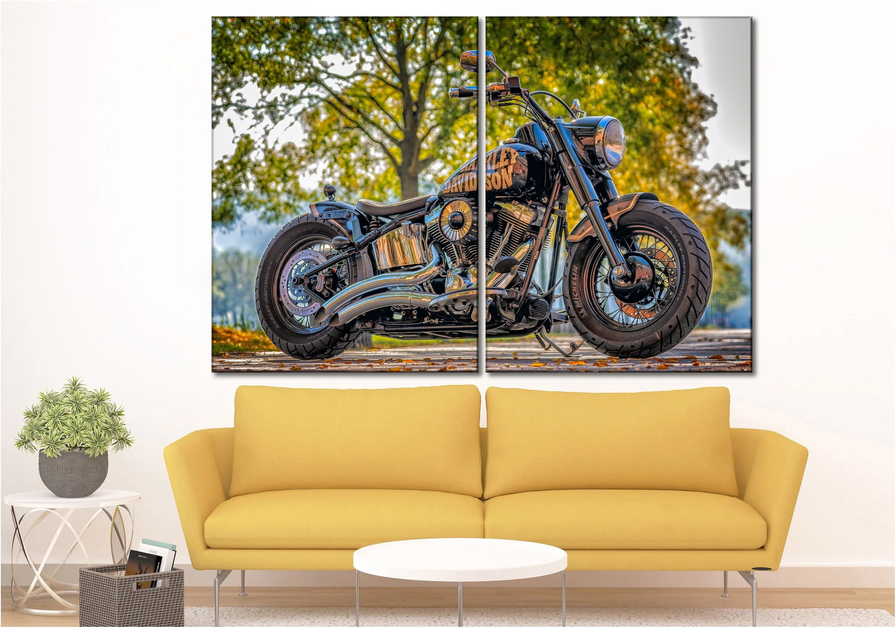 Harley Davidson canvas wall art Motorcycle wall decor Harley Etsy