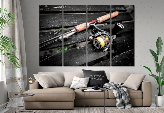 Fishing Rods Canvas Wall Art Sport Canvas Motivational Wall Art Fishing  Canvas 