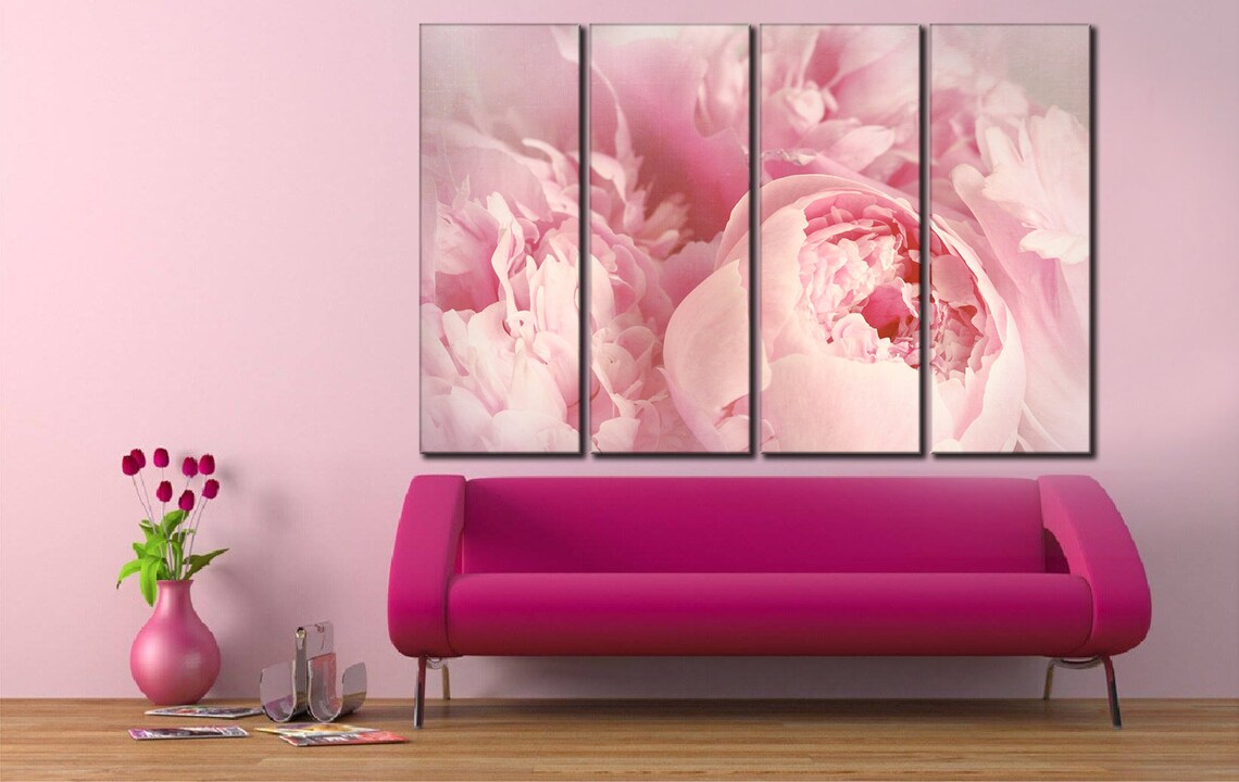 Peony Canvas Wall Art Pink Wall Decor Peony Wall Art Abstract Etsy