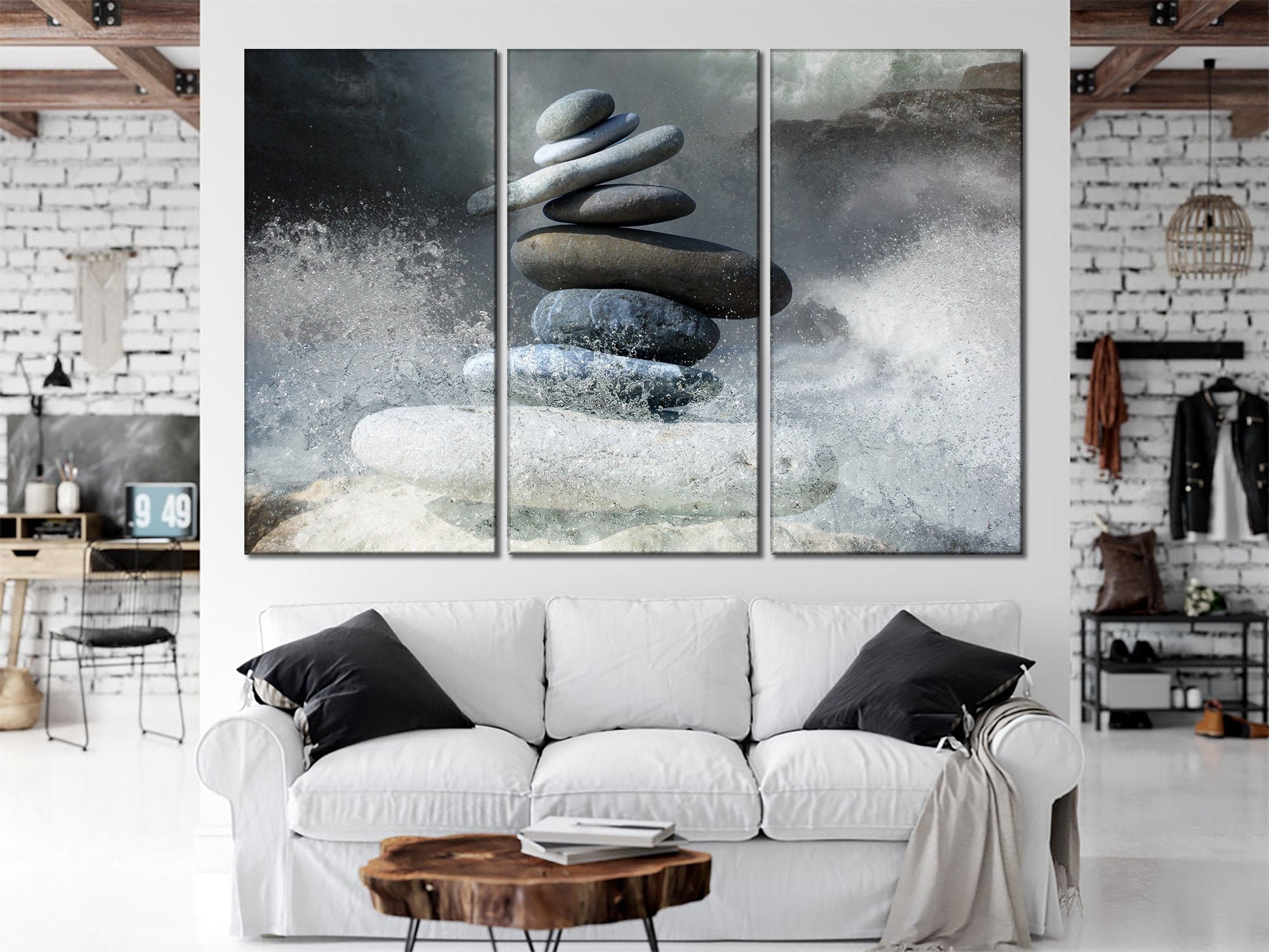 Zen Stones Wall Art Zen Canvas Wall Art Zen And Storm Canvas Etsy