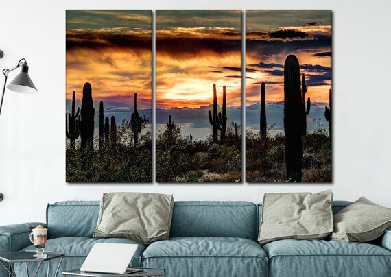 Sonoran desert canvas wall art Desert wall art Landscape art | Etsy