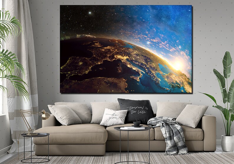 Earth Wall Art Earth From Space Print Space Wall Decor NASA Etsy