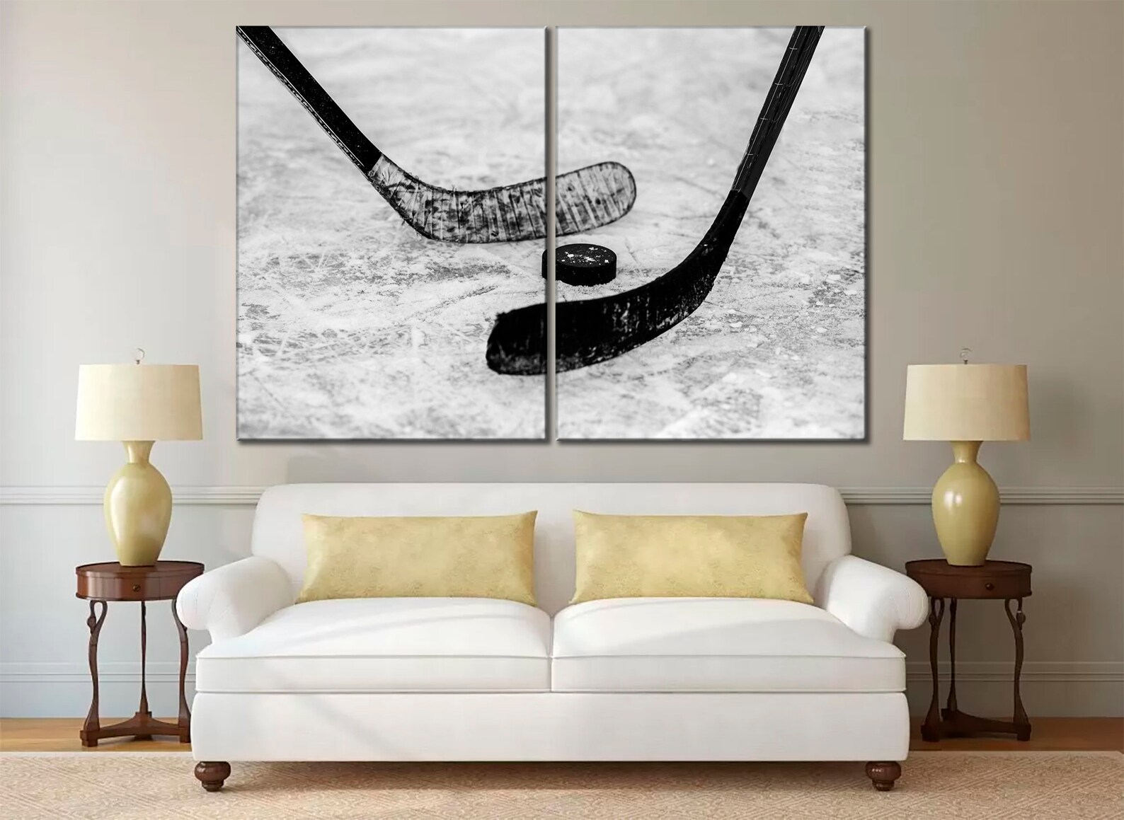 Hockey Canvas Wall Art Ice Rink Canvas Print Hockey Sticks Etsy