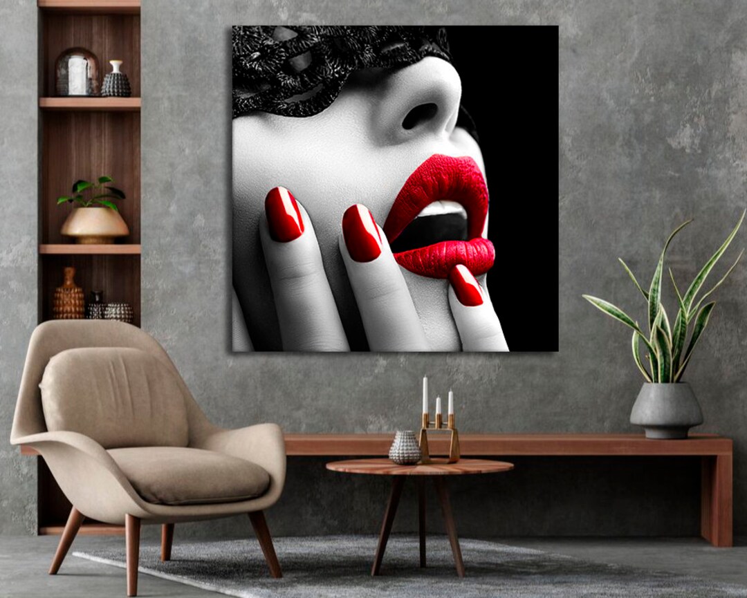 Motivational Woman Red Lips Canvas Print Success Wall Art Pretty Lady ...