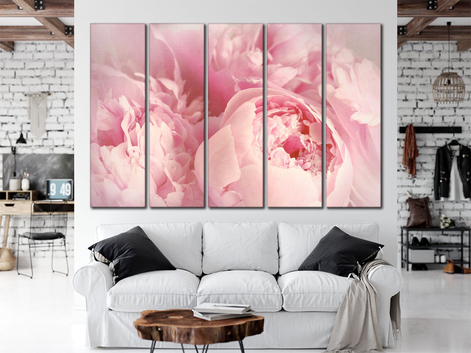 Peony Canvas Wall Art Pink Wall Decor Peony Wall Art Abstract Wall Art ...