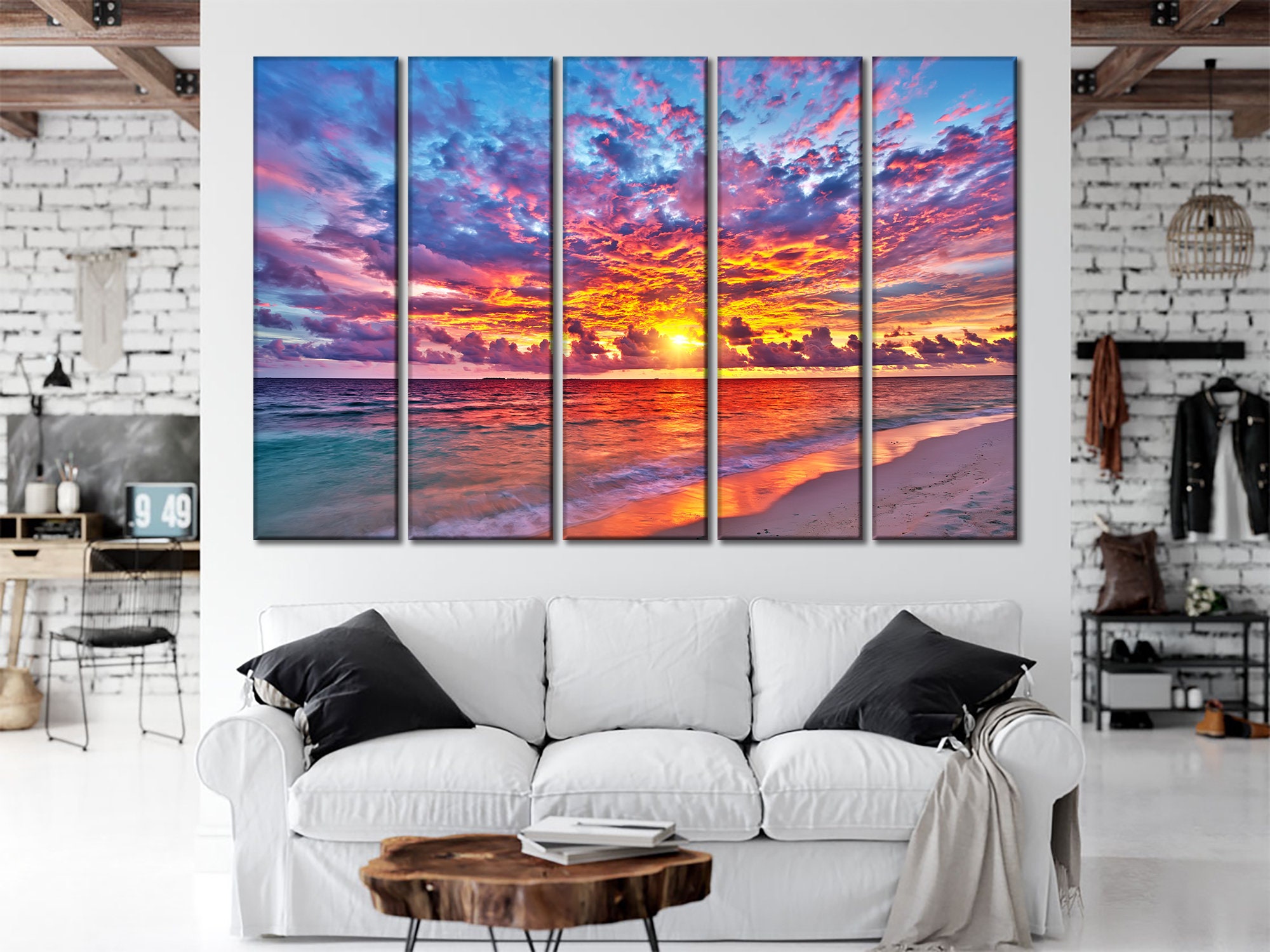 Ocean Beach Canvas Wall Art Beach Canvas Wall Art Sunset Etsy