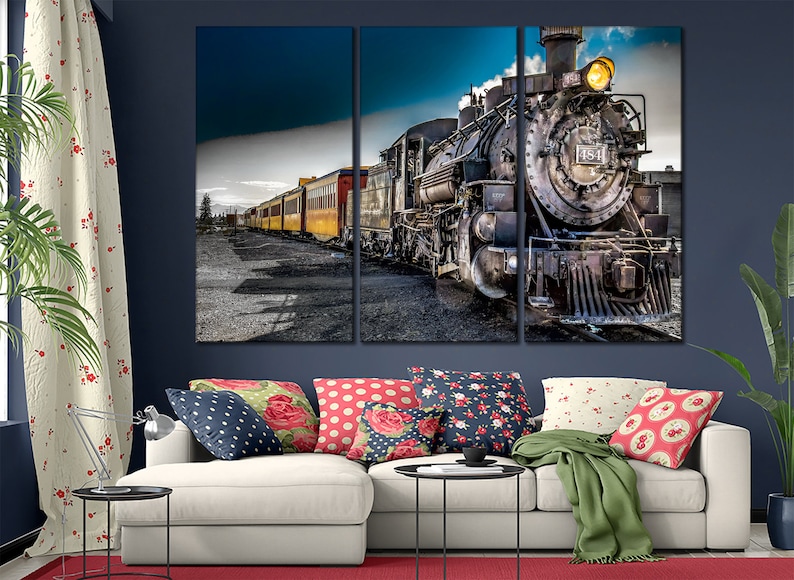 Train wall art Steam old train canvas wall art Etsy
