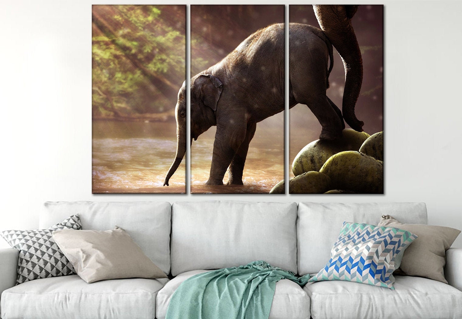 Baby elephant canvas wall art Elephant wall art Baby elephant | Etsy