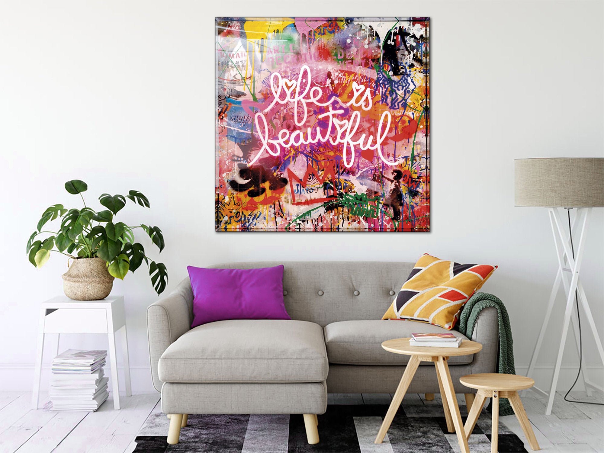Life is Beautiful Wall Art Pop Art Wall Art Graffiti Style Etsy
