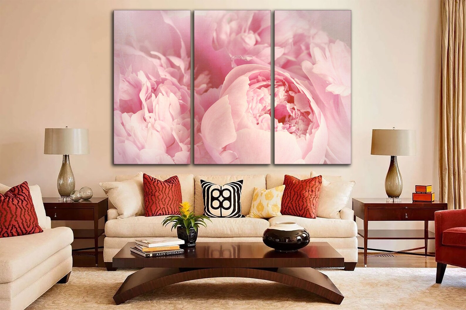 Peony Canvas Wall Art Pink Wall Decor Peony Wall Art Abstract Wall Art ...
