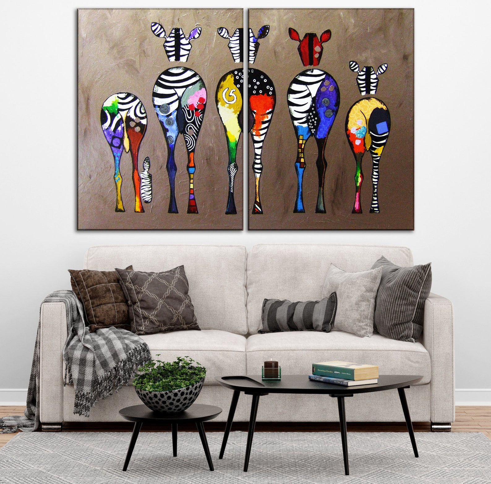 Zebra Abstract Canvas Wall Art Colorful Zebra Canvas Print Etsy UK
