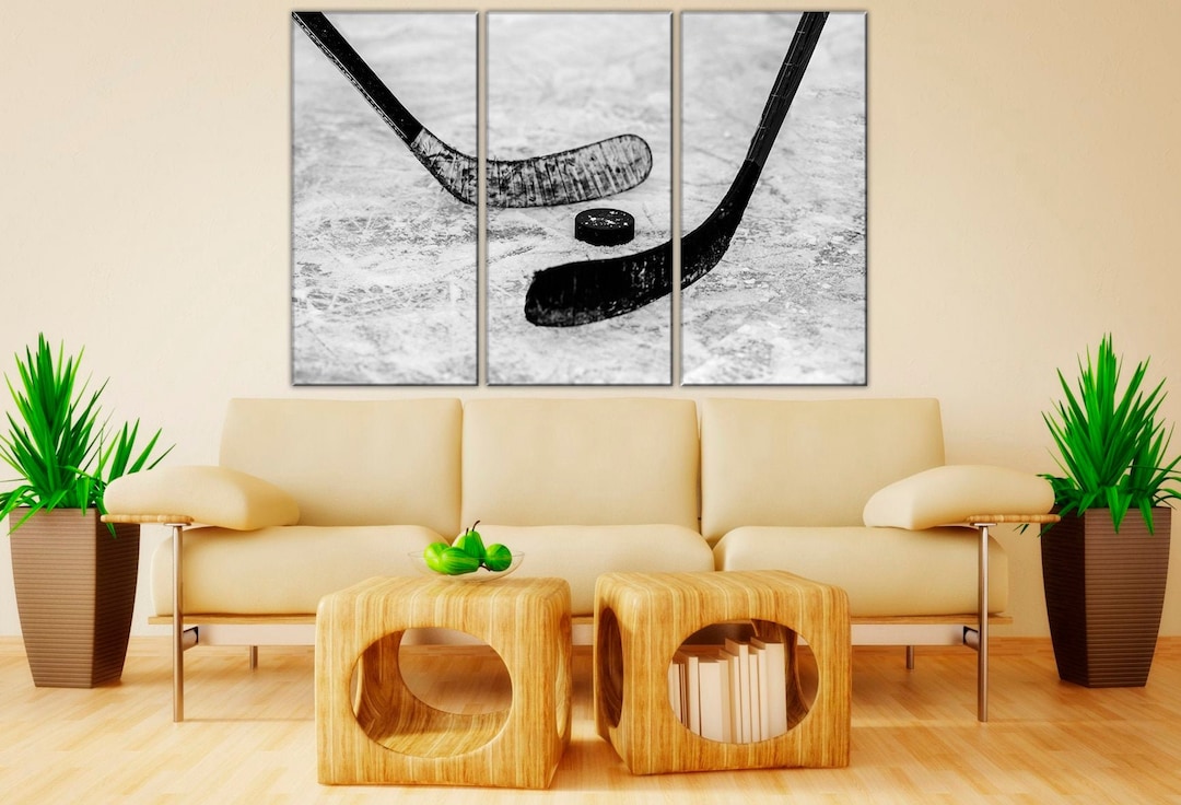 Hockey Canvas Wall Art Ice Rink Canvas Print Hockey Sticks Etsy