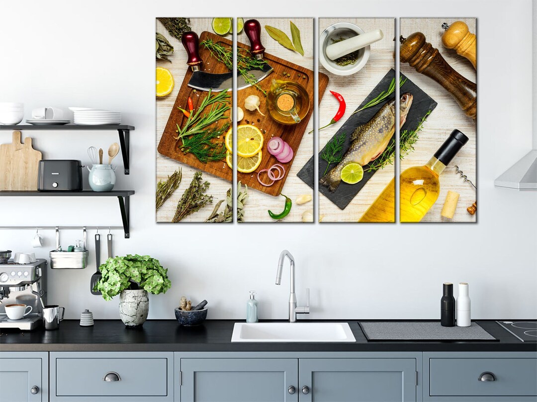 kitchen decor | kitchen prints | kitchen wall art |... Art Food Printable Kitchen Large Spices Canvas Print Large Dine Room ...