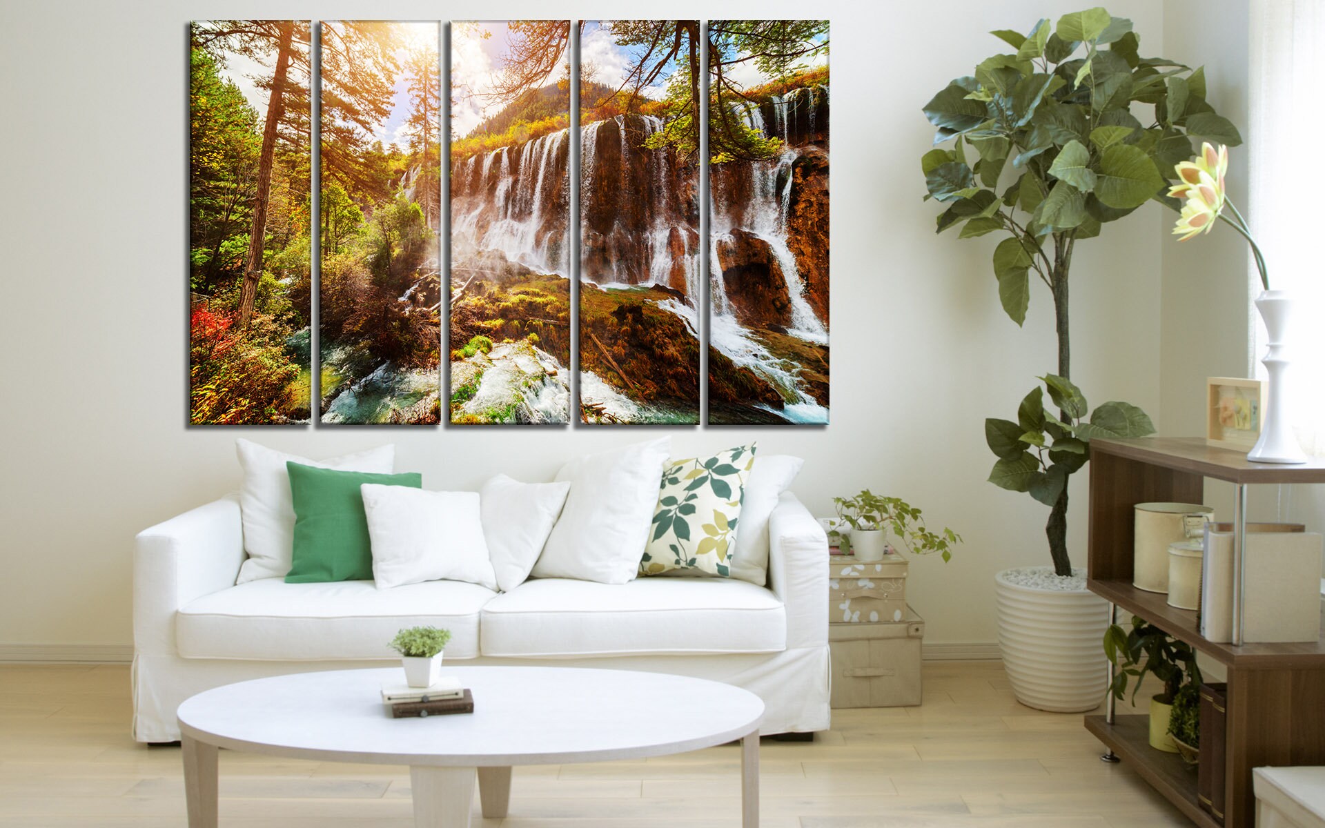 Waterfall Canvas Wall Art Forest Canvas Waterfall Wall Art Waterfall ...