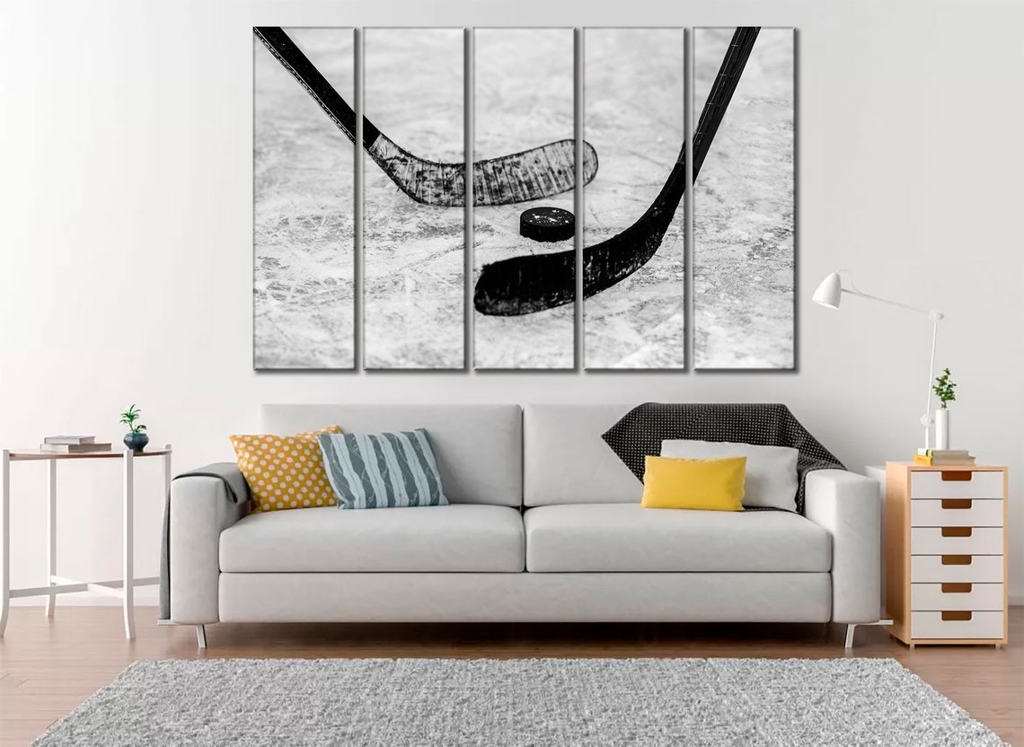 Hockey canvas wall art Ice rink canvas print Hockey sticks Etsy