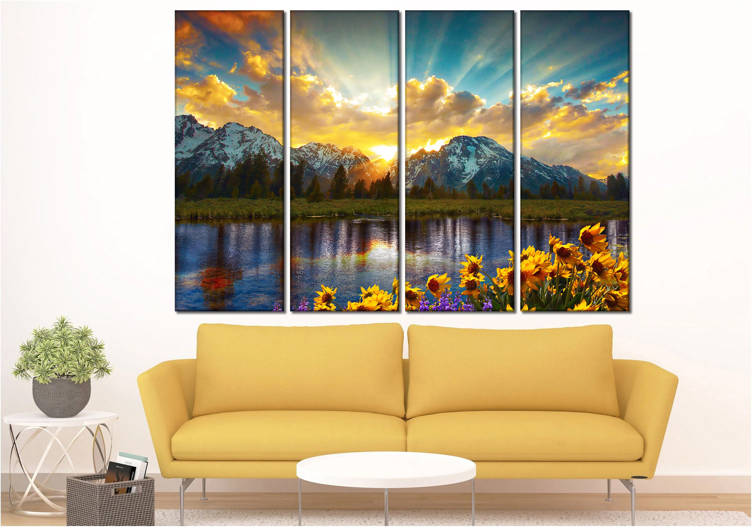 Grand Teton Wall Art Mountains Canvas Art Mountain Sunset - Etsy Canada