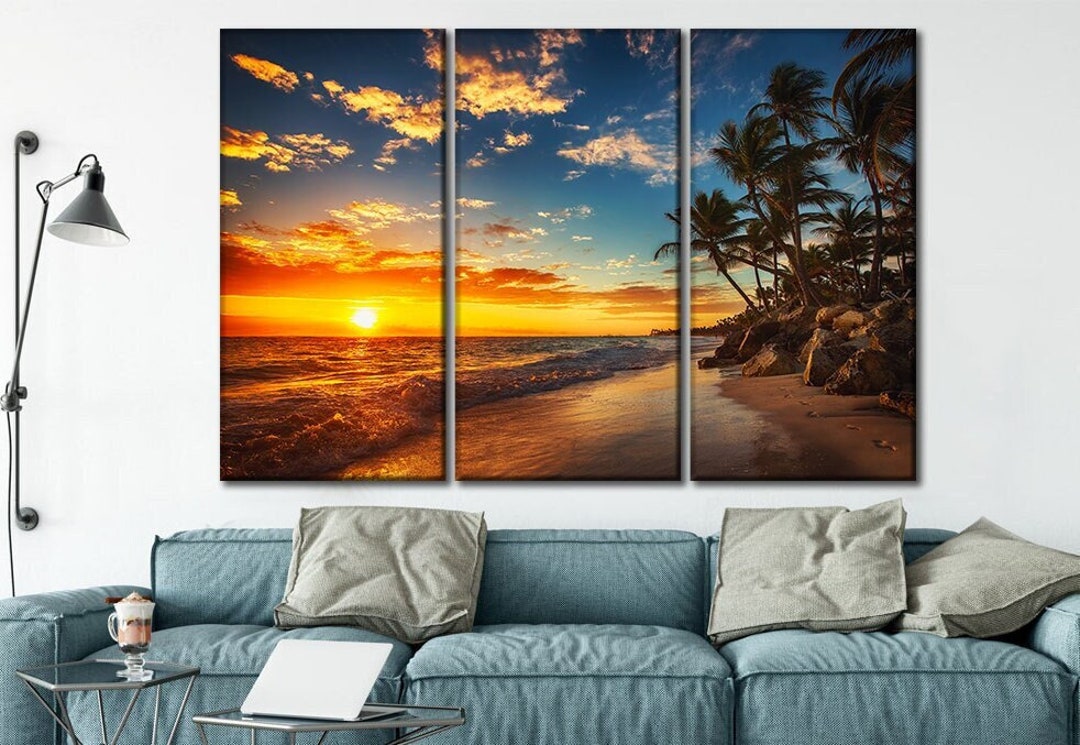 Beach Wall Decor Beach Canvas Art Sunset Beach Canvas Wall Art Beach ...