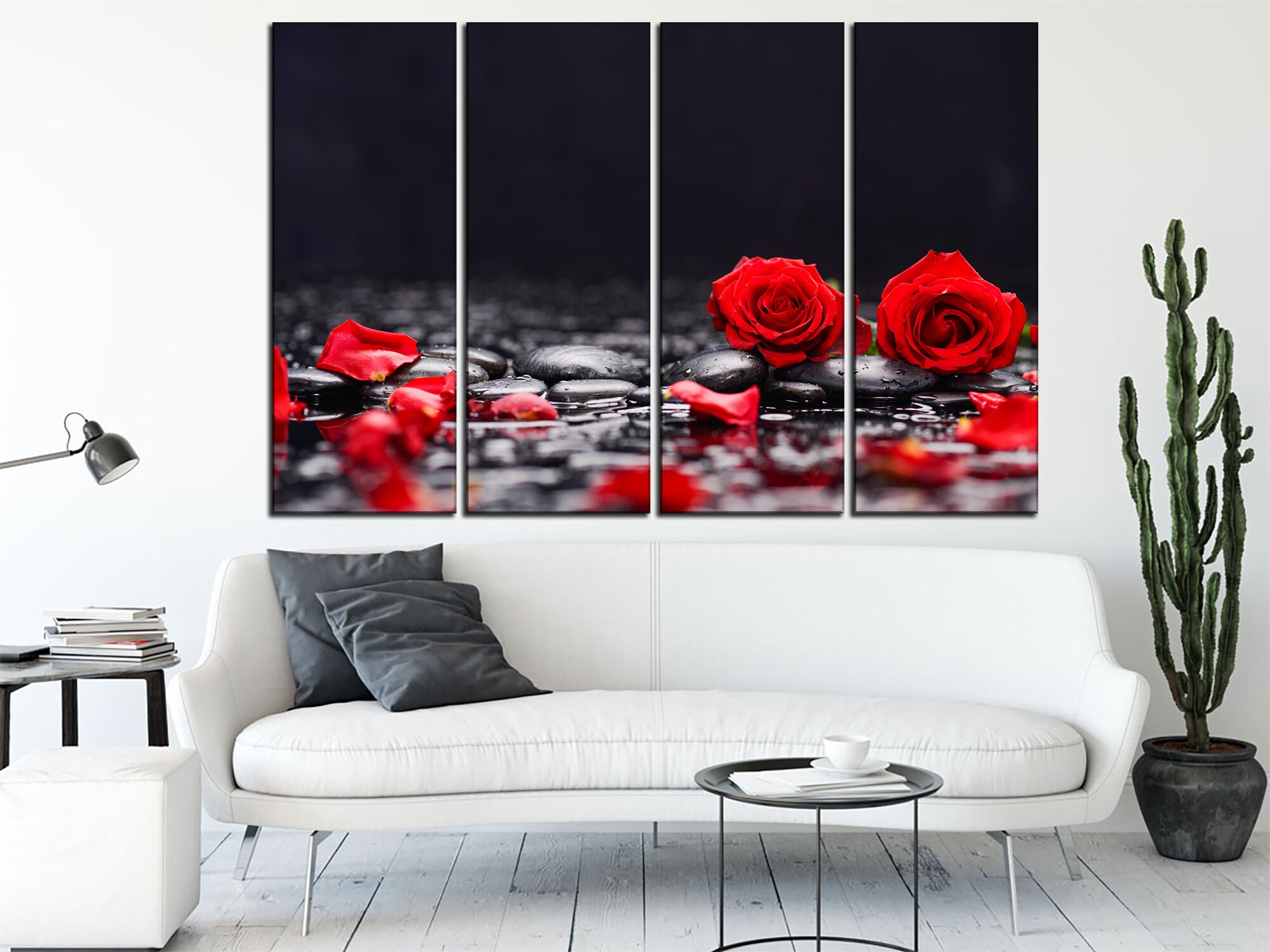 Rose Canvas Wall Art Black and Red Wall Decor Red Rose Print Flowers ...