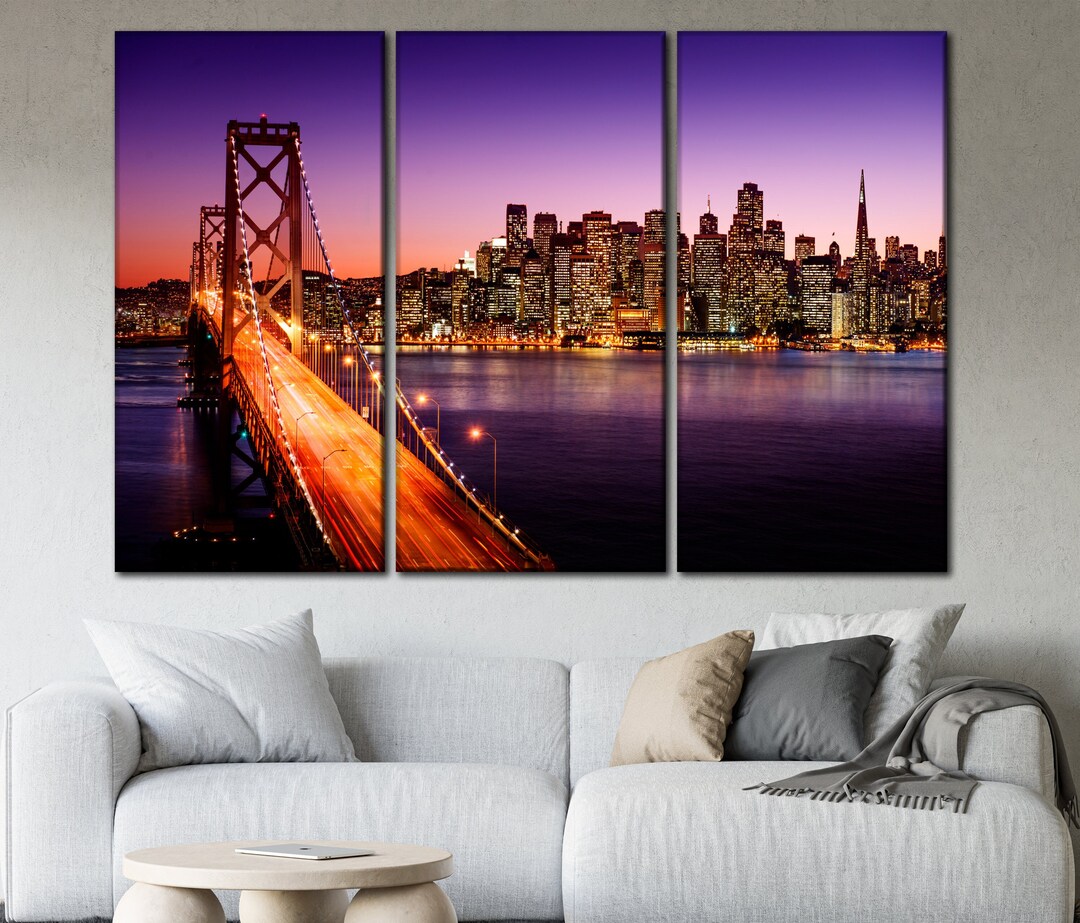 NIGHT SAN FRANCSICO GICLEE CANVAS ART PRINT POSTER main image 1