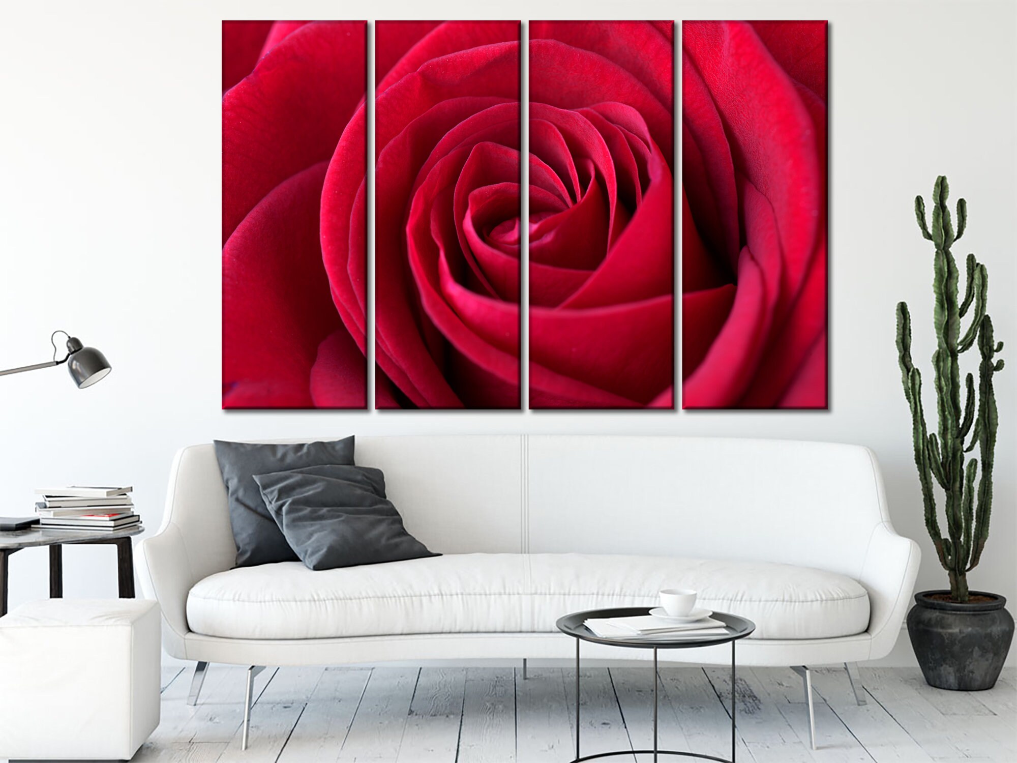 Red Rose Wall Art Red Wall Decor Rose Canvas Wall Art Flower Etsy