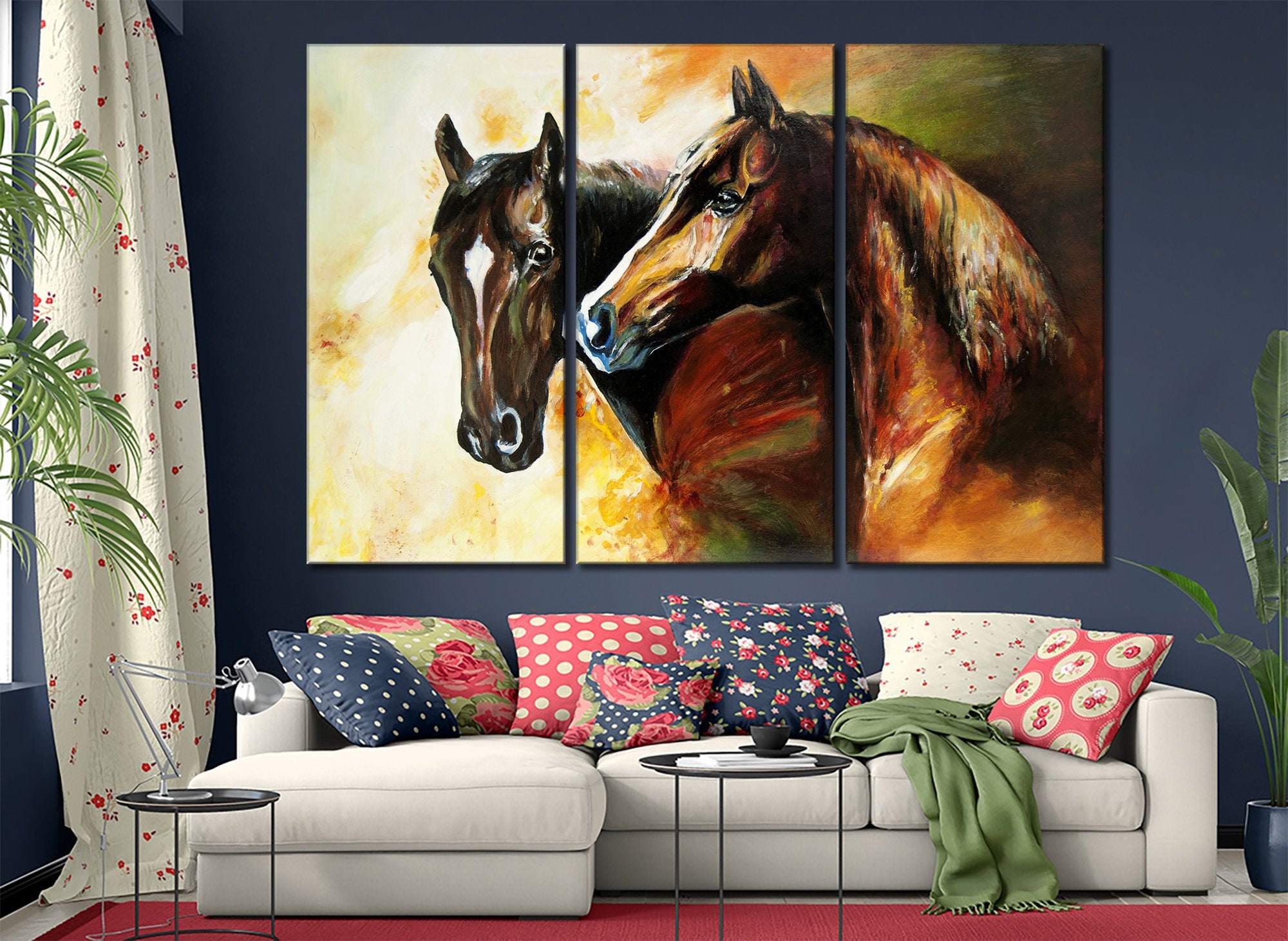 Horses wall art Horse canvas print Horses canvas wall art Etsy