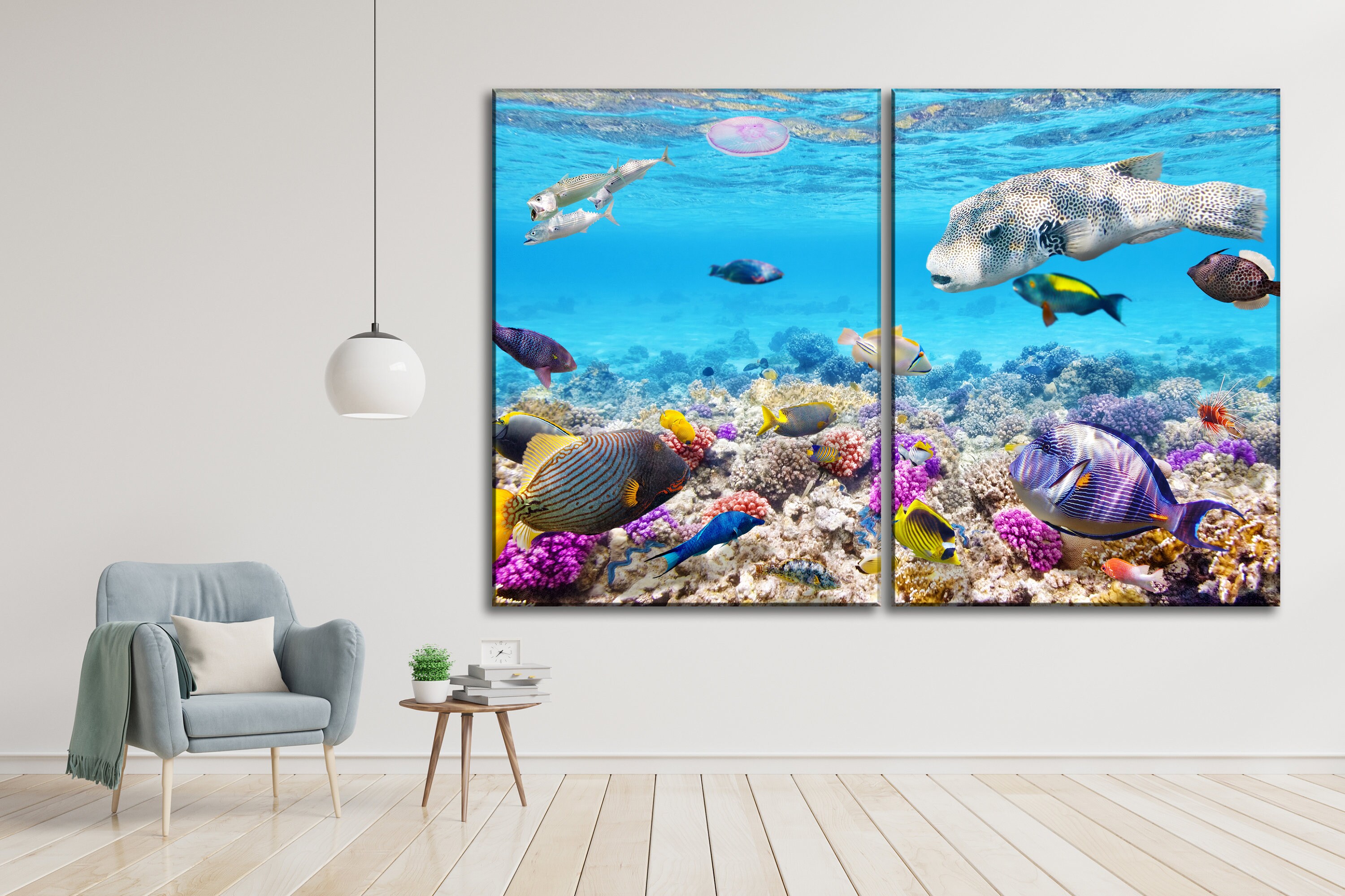 Fish Canvas Art Sea Fish Canvas Wall Art Underwater Life Canvas Art ...