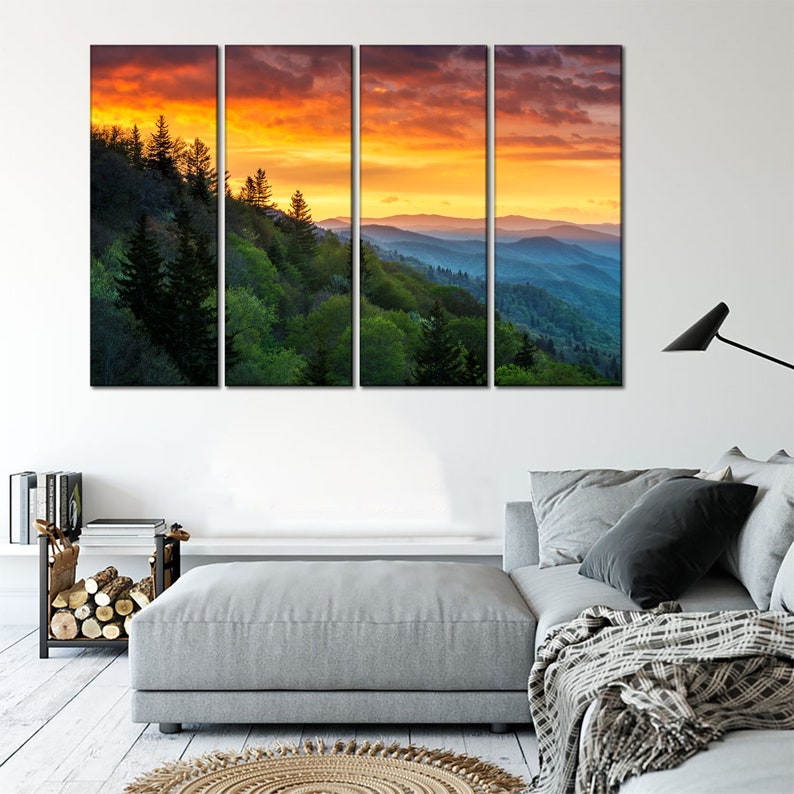 Great Smoky mountains wall art canvas Mountain wall art