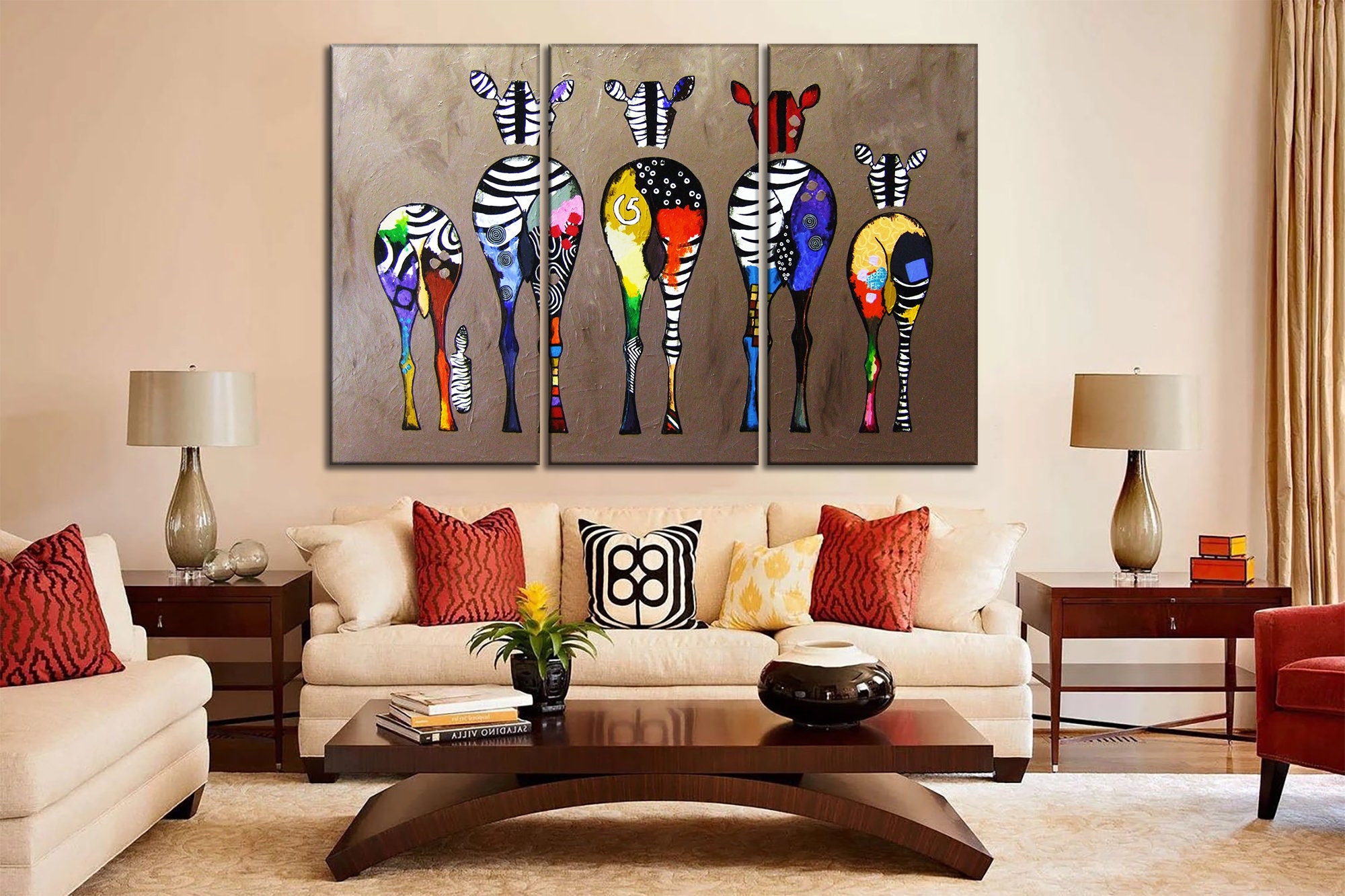 Zebra Abstract Canvas Wall Art Colorful Zebra Canvas Print Etsy UK