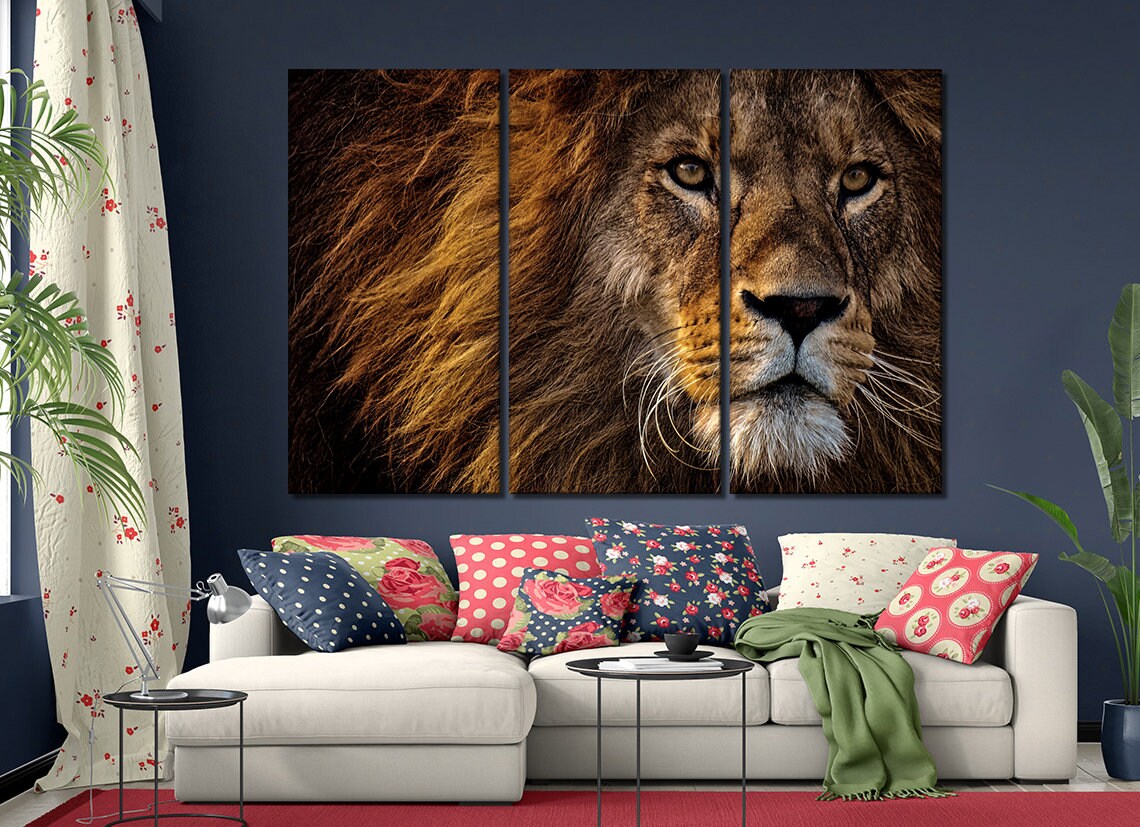 Lion Canvas Wall Art Lion Wall Art African Lion Canvas Print - Etsy