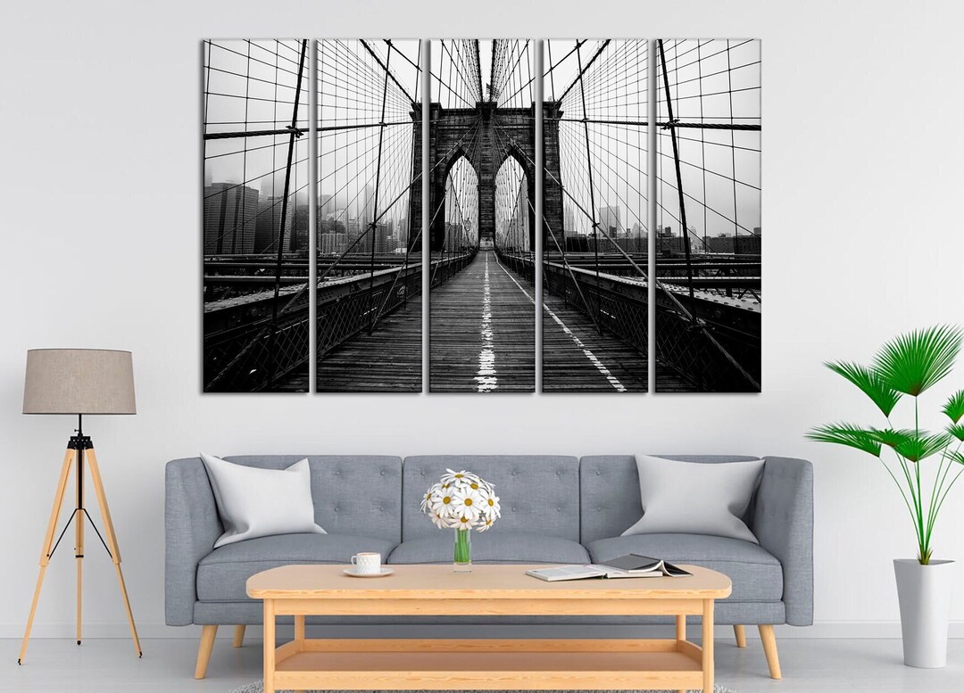 Brooklyn Bridge Canvas Wall Art Black White Print New York Wall Art ...