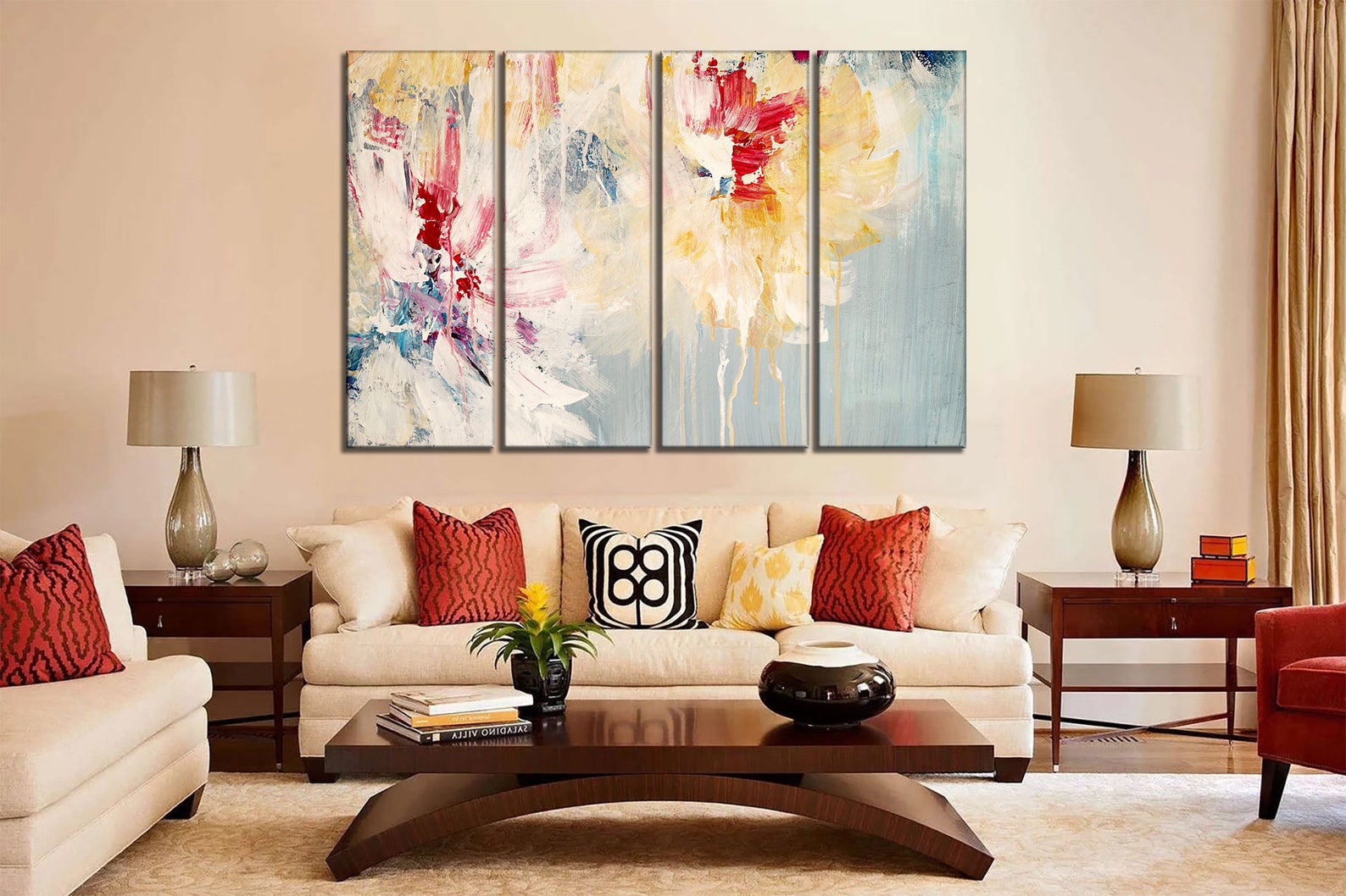 Floral abstract canvas wall art Oil painting on canvas print ...