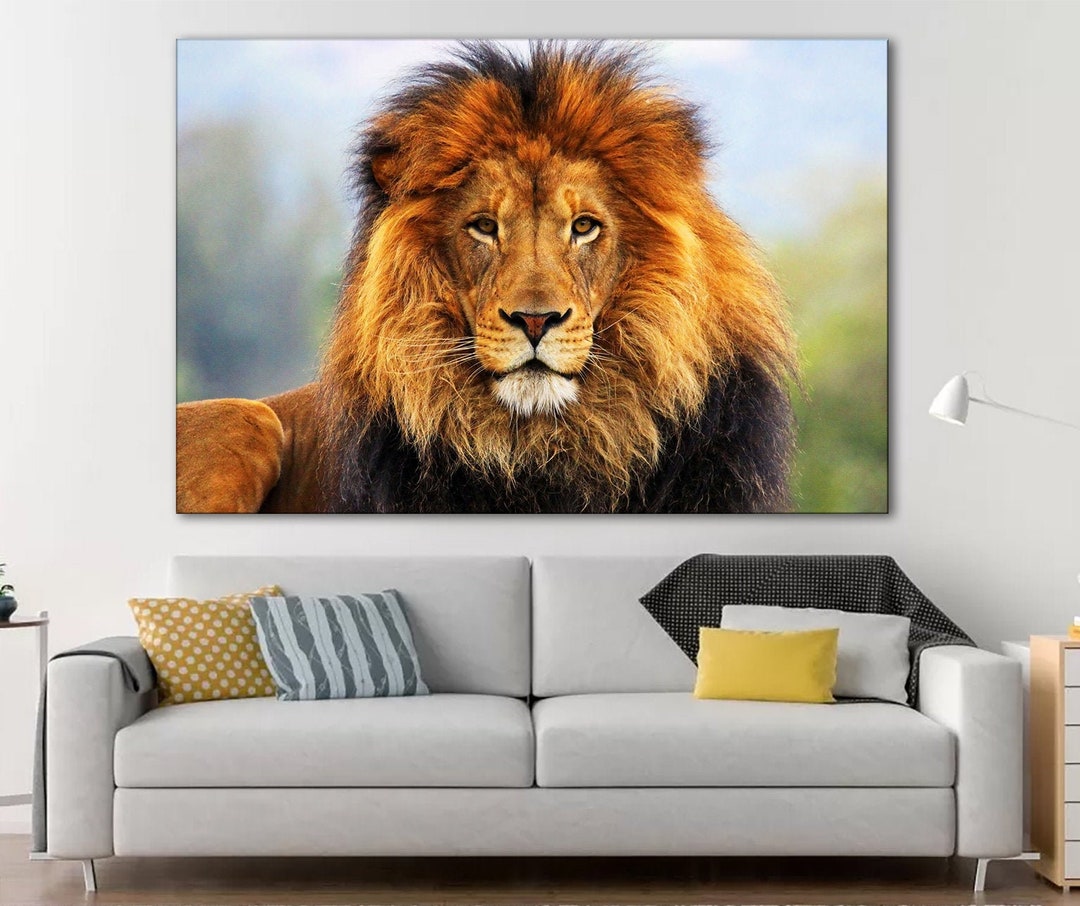 Lion Wall Art African Lion Canvas Wall Art Art Animal Canvas Etsy