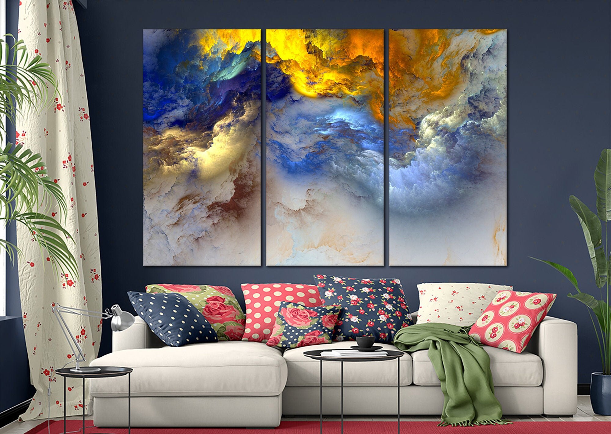 Heaven wall art Colorful clouds canvas print Blue and