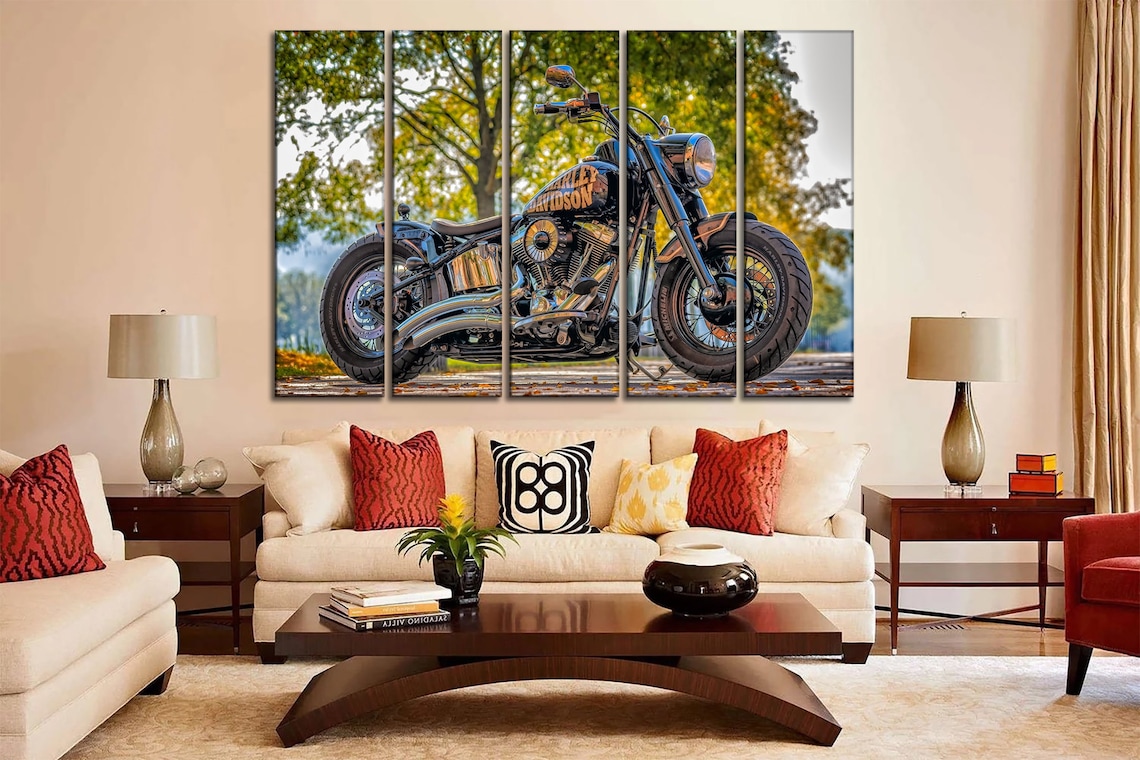 Harley Davidson canvas wall art Motorcycle wall decor Harley Etsy