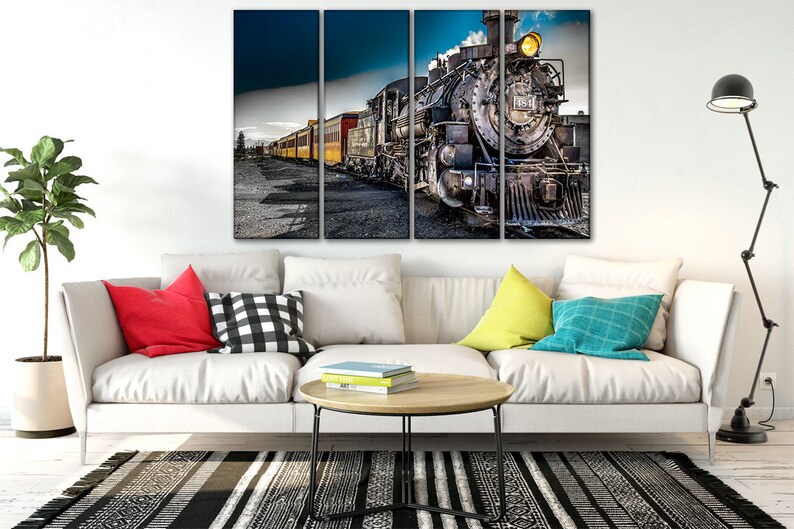 Train wall art Steam old train canvas wall art Etsy