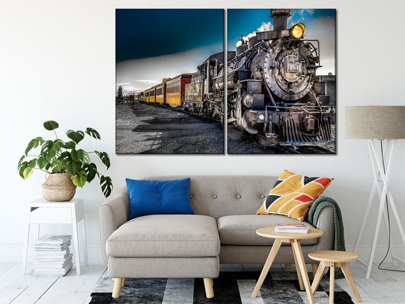 Train wall art Steam old train canvas wall art Etsy