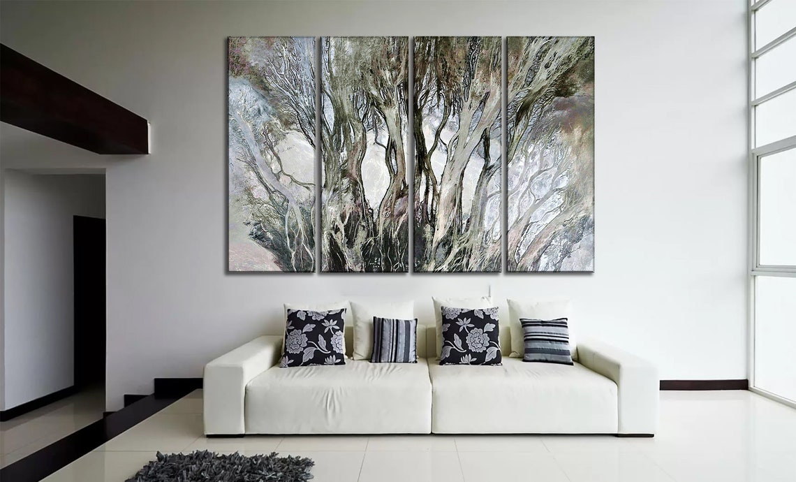Abstract tree canvas wall art Enchanted forest canvas Abstract Etsy