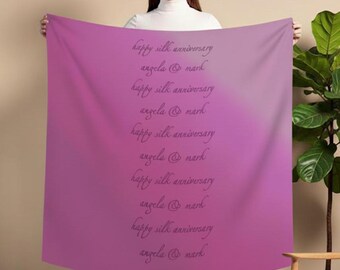 Custom 100% Silk Habotai Scarf, Personalized Anniversary Gift