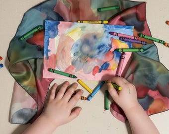 Custom Scarf Mothers Day Gift, Children Painting, Child Painting, Your Painting on a Scarf, 100% Silk Scarf, Gift For Grandma, Gift for Mom