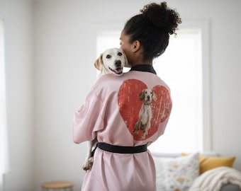 Custom 100% Silk Kimono With Your Pet, Custom Silk Kimono Any Color, Custom Silk Kimono With Your Puppy, Perfect Gift, Any Colour