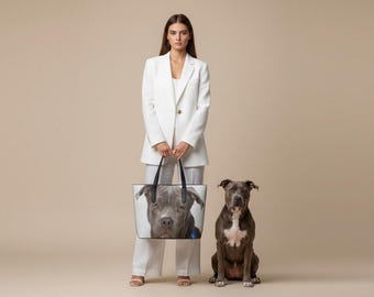 Personalized Pet Photo Vegan Leather Tote Bag: Custom Art Handbag