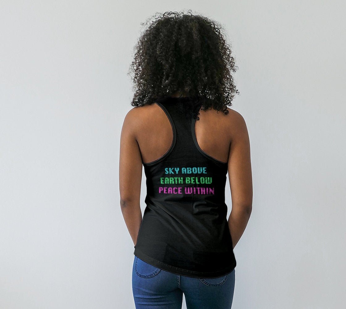 Yoga Tank Top, Sky Above, Earth Below, Peace Within, Workout, Active, Ladies Wear, Colorful, Gift for Her