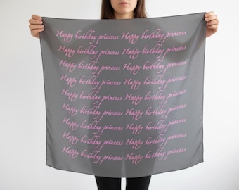 Customized 100% Silk Scarf, Personalized Birthday Message, Any Font/Color