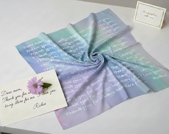 Personalized Silk Scarf, Message on a Scarf, Customized Mothers Day Gift , 100% Silk Habotai, Silk Scarf, Custom Made, Rainbow