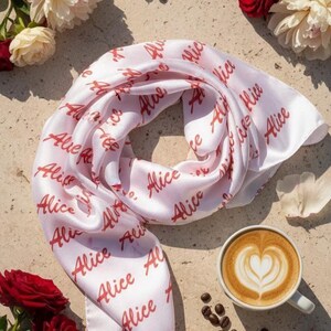 Customized Silk Scarf Gift, Name on a Scarf, Personalized 100% Silk Habotai, Silk Scarf, Custom Made, Your Unique Gift