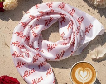Customized Silk Scarf Gift, Name on a Scarf, Personalized 100% Silk Habotai, Silk Scarf, Custom Made, Your Unique Gift