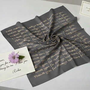 Customized Silk Scarf Gift, Personalized Message on a Scarf, 100% Silk Habotai or non silk Satin Charmeuse, Any Colour of Font and Scarf