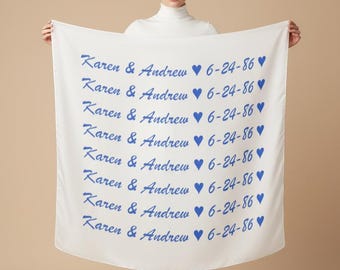 Customized 100% Silk Habotai Scarf, Anniversary Gift